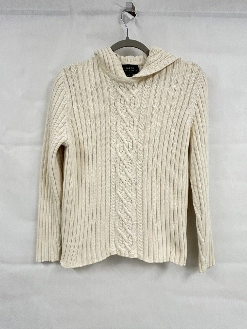 Lauren Ralph Lauren PM Capsule Cable Knit Sweater 100% Cotton Preppy Cozy